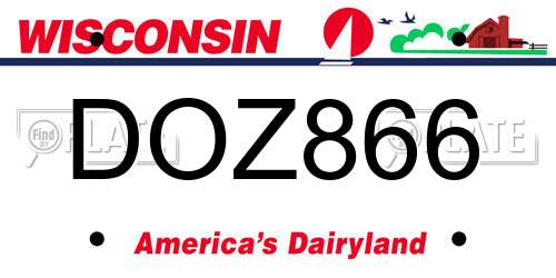 DOZ866 Wisconsin License Plate