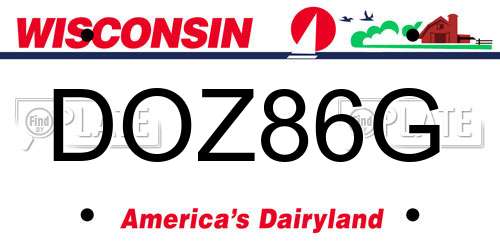 DOZ86G Wisconsin License Plate