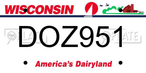 DOZ951 Wisconsin License Plate