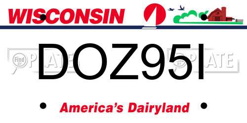 DOZ95I Wisconsin License Plate