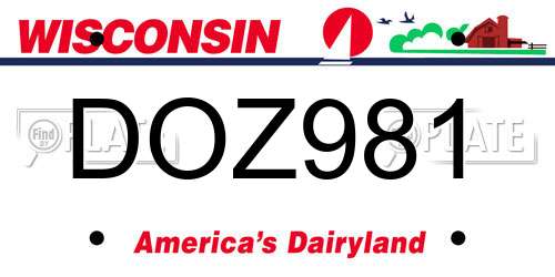 DOZ981 Wisconsin License Plate