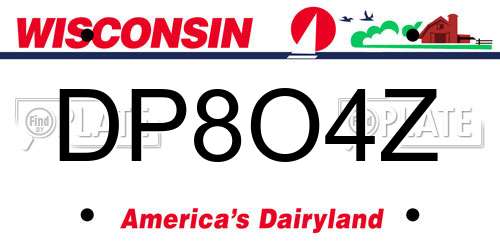 DP8O4Z Wisconsin License Plate