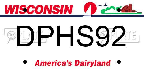 DPHS92 Wisconsin License Plate