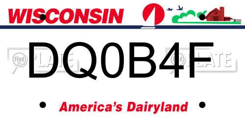 DQ0B4F Wisconsin License Plate