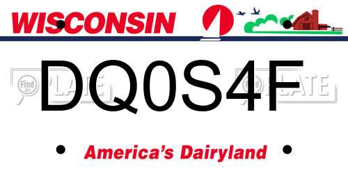 DQ0S4F Wisconsin License Plate