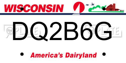 DQ2B6G Wisconsin License Plate