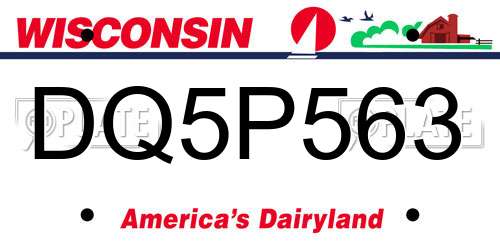 DQ5P563 Wisconsin License Plate