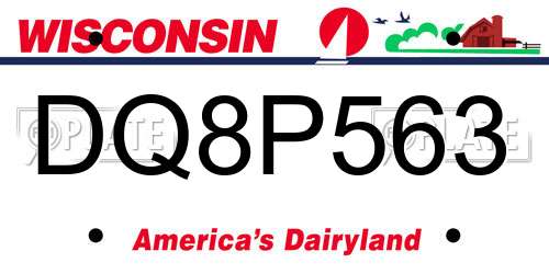 DQ8P563 Wisconsin License Plate