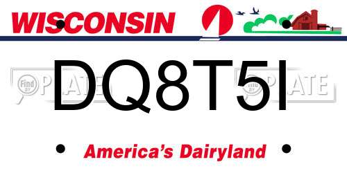 DQ8T5I Wisconsin License Plate