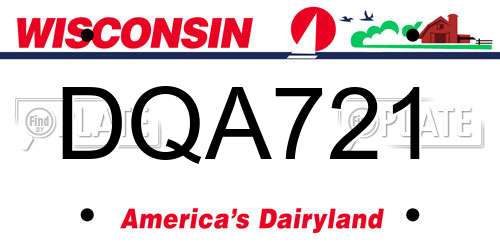 DQA721 Wisconsin License Plate