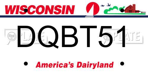 DQBT51 Wisconsin License Plate