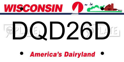 DQD26D Wisconsin License Plate