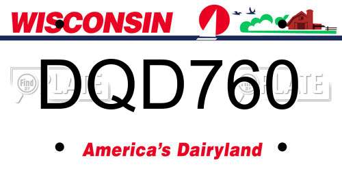 DQD760 Wisconsin License Plate