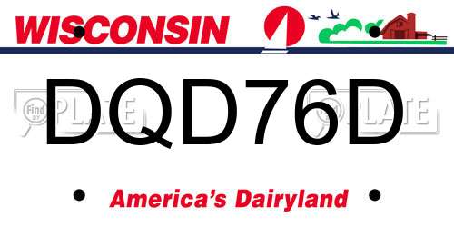 DQD76D Wisconsin License Plate