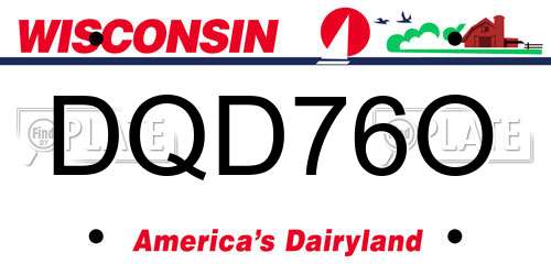 DQD76O Wisconsin License Plate