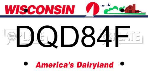 DQD84F Wisconsin License Plate