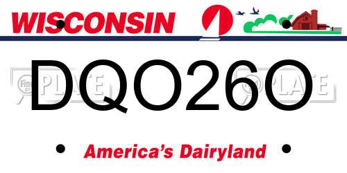 DQO26O Wisconsin License Plate