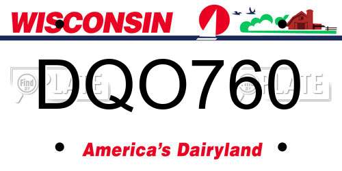 DQO760 Wisconsin License Plate