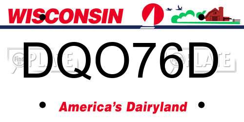 DQO76D Wisconsin License Plate