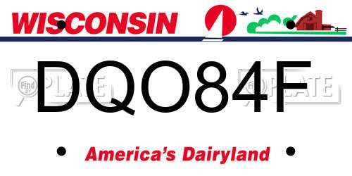 DQO84F Wisconsin License Plate