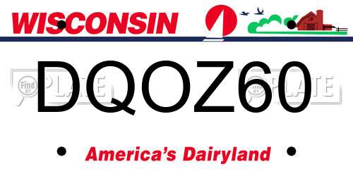 DQOZ60 Wisconsin License Plate