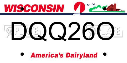 DQQ26O Wisconsin License Plate