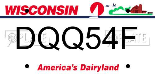 DQQ54F Wisconsin License Plate