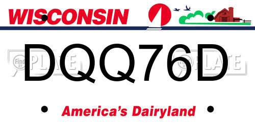 DQQ76D Wisconsin License Plate