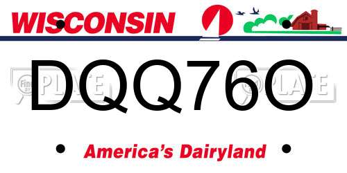 DQQ76O Wisconsin License Plate