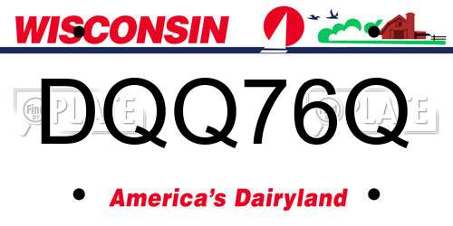 DQQ76Q Wisconsin License Plate