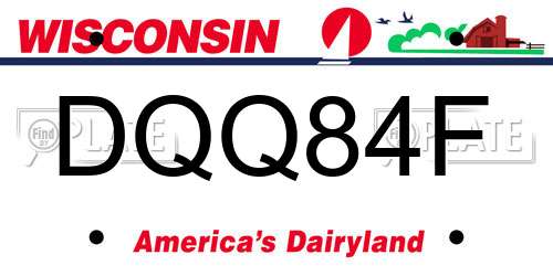 DQQ84F Wisconsin License Plate
