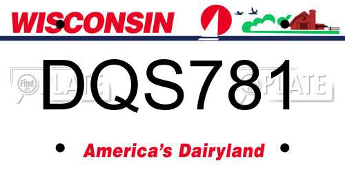 DQS781 Wisconsin License Plate