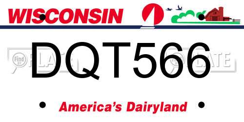 DQT566 Wisconsin License Plate