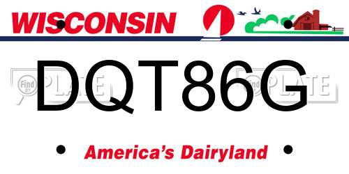 DQT86G Wisconsin License Plate
