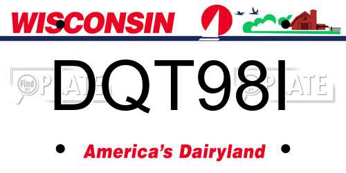 DQT98I Wisconsin License Plate