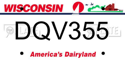 DQV355 Wisconsin License Plate