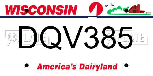 DQV385 Wisconsin License Plate