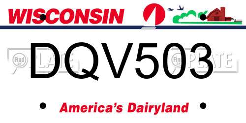 DQV503 Wisconsin License Plate