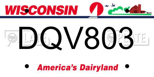 DQV803 Wisconsin License Plate