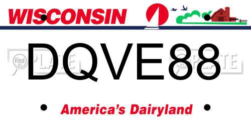DQVE88 Wisconsin License Plate
