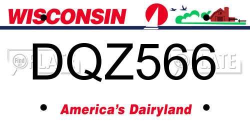 DQZ566 Wisconsin License Plate