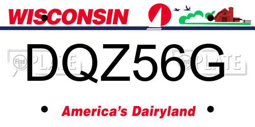 DQZ56G Wisconsin License Plate
