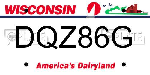 DQZ86G Wisconsin License Plate