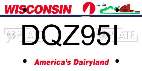 DQZ95I Wisconsin License Plate