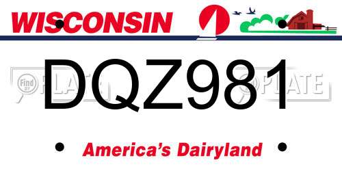 DQZ981 Wisconsin License Plate