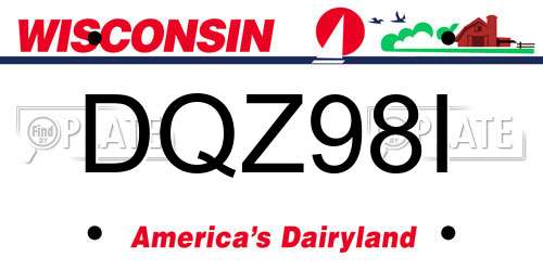 DQZ98I Wisconsin License Plate
