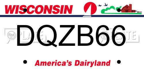 DQZB66 Wisconsin License Plate