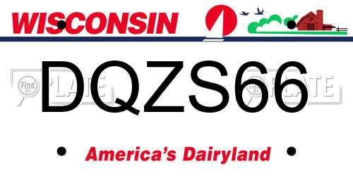 DQZS66 Wisconsin License Plate