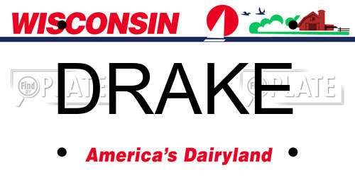 DRAKE Wisconsin License Plate