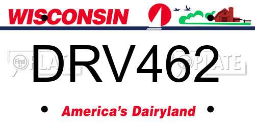 DRV462 Wisconsin License Plate